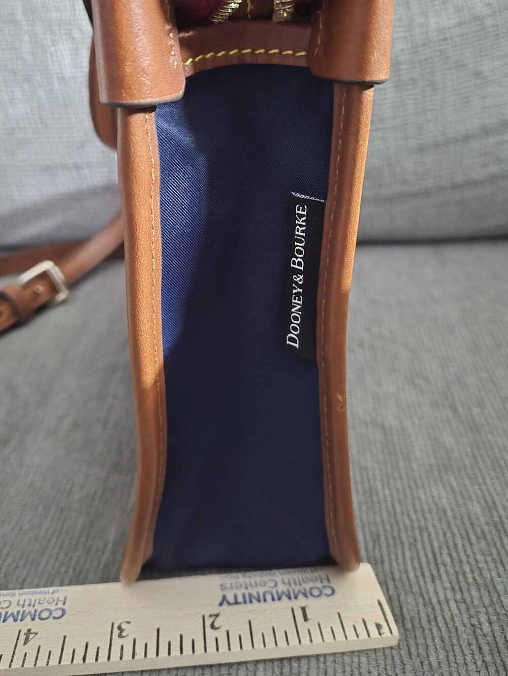 Dooney & Bourke Small Navy and Tan Leather-Trim Messenger Brand New With NO Tag - Picture 2 of 11